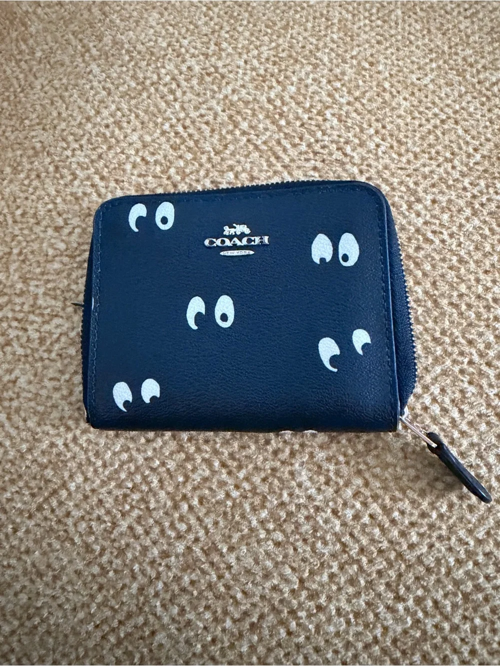 Coach Black Leather Zip Card Case — Disney Collaboration
